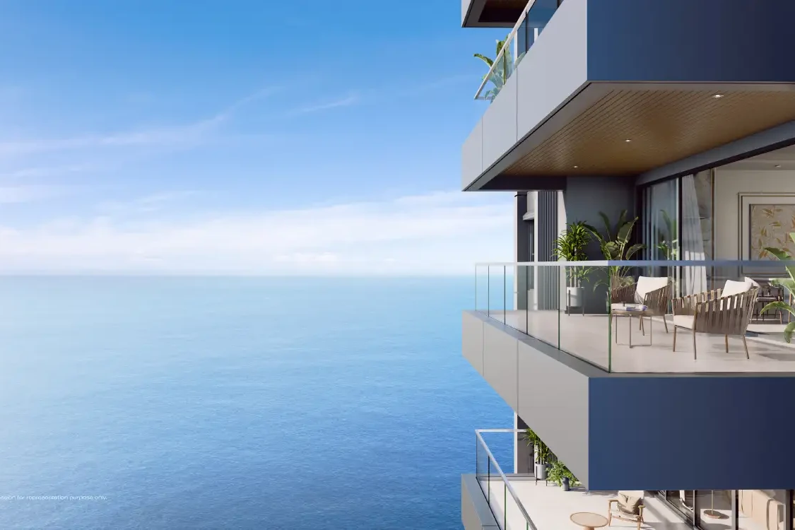Sea-facing residence deck at Godrej Trilogy