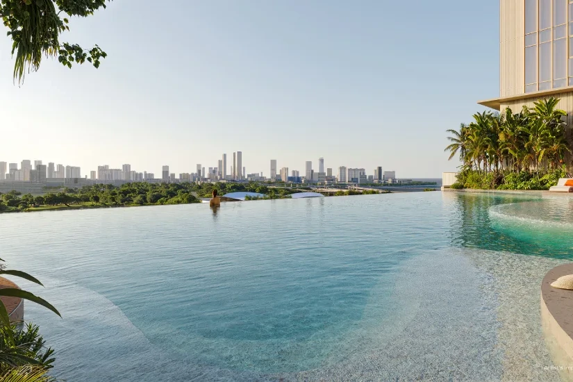 Rooftop infinity-edge pool at Godrej Trilogy
